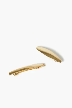 Forever 21 Women's Oval Barrette Hair Clip Set Gold Forever 21