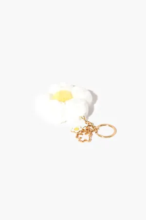 Forever 21 Women's Plush Flower Keychain White Forever 21