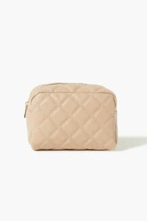 Forever 21 Women's Quilted Faux Leather/Pleather Makeup Bag Nude Forever 21