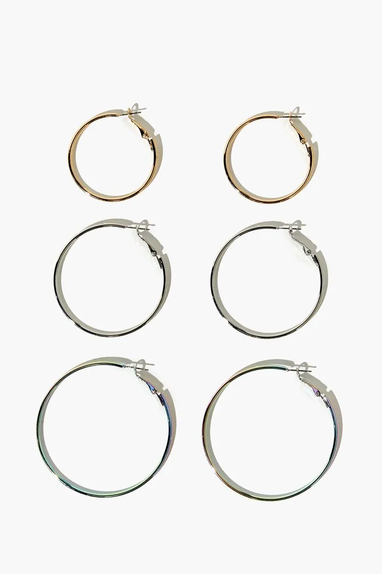 Forever 21 Women's Rainbow Hoop Earring Set Gold/Silver Forever 21