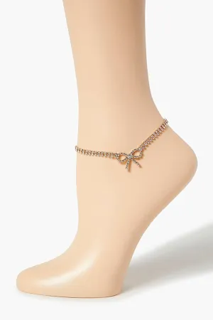 Forever 21 Women's Rhinestone Bow Anklet Gold/Clear Forever 21