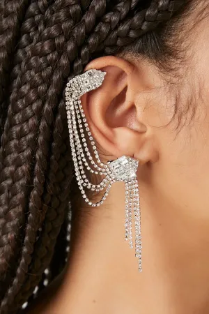 Forever 21 Women's Rhinestone Box Chain Ear Cuff Silver/Clear Forever 21