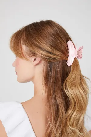 Forever 21 Women's Rhinestone Butterfly Claw Hair Clip Pink Forever 21