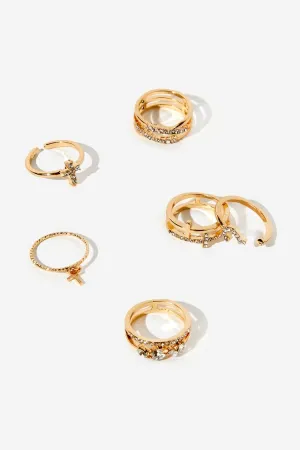 Forever 21 Women's Rhinestone Cross Ring Set Gold Forever 21