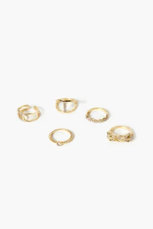 Forever 21 Women's Rhinestone Cutout Ring Set Gold Forever 21