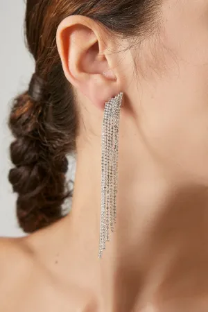 Forever 21 Women's Rhinestone Duster Earrings Silver/Clear Forever 21