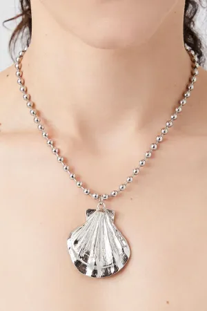 Forever 21 Women's Seashell Pendant Statement Necklace Silver Forever 21