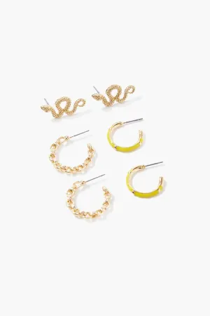 Forever 21 Women's Snake Drop & Hoop Earring Set Gold/Yellow Forever 21