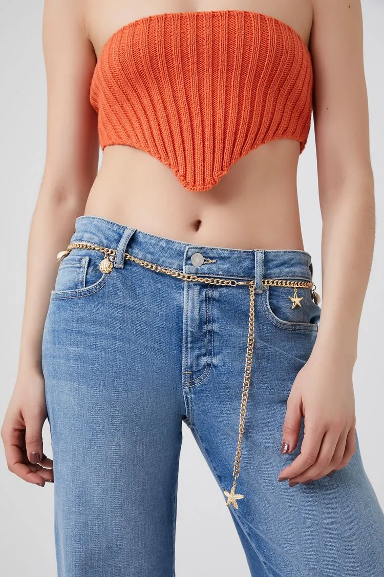 Forever 21 Women's Starfish Charm Chain Belt Gold Forever 21