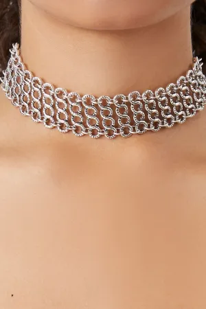 Forever 21 Women's Tiered Twisted Chain Choker Necklace Silver Forever 21