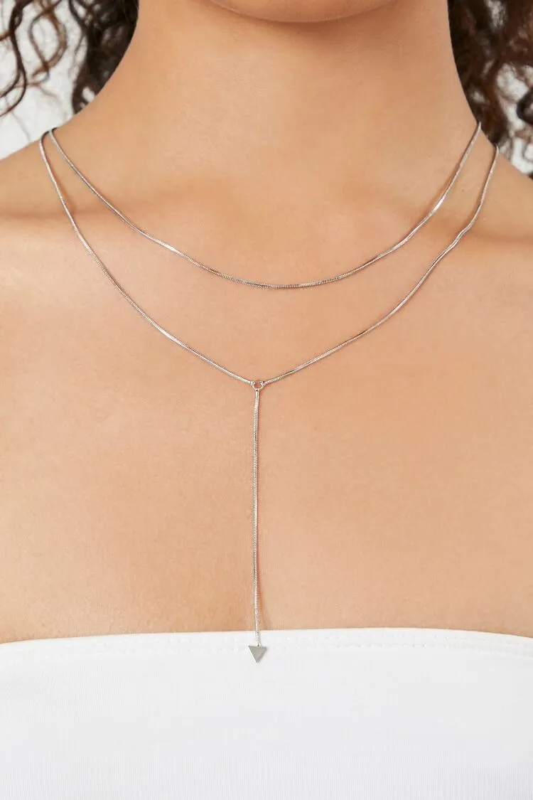 Forever 21 Women's Triangle Charm Lariat Necklace Silver Forever 21