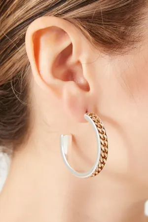 Forever 21 Women's Two-Tone Chain Hoop Earrings Gold/Silver Forever 21