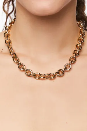Forever 21 Women's Upcycled Chunky Chain Necklace Gold Forever 21