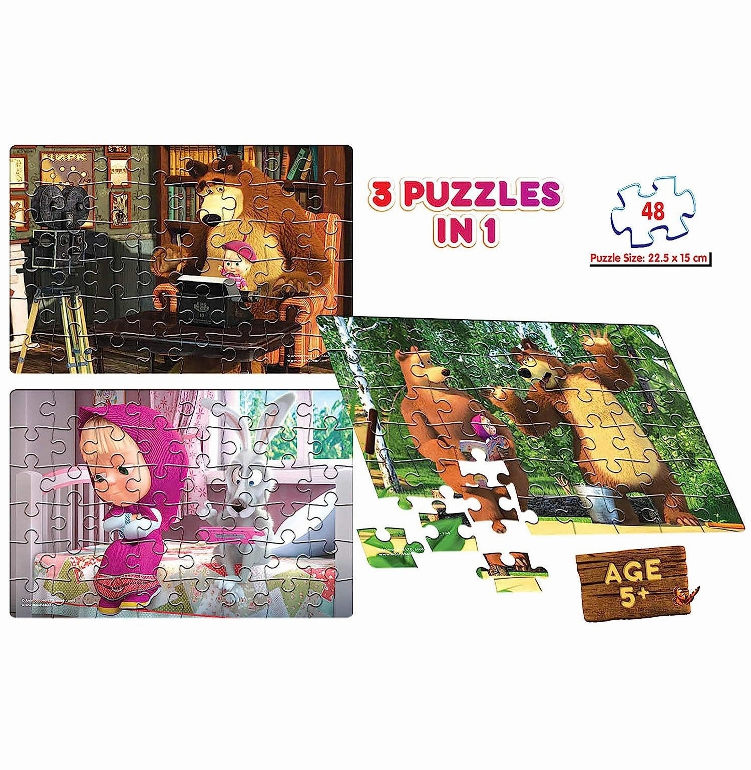 Frank Masha The Bear 3In1 Puzzle