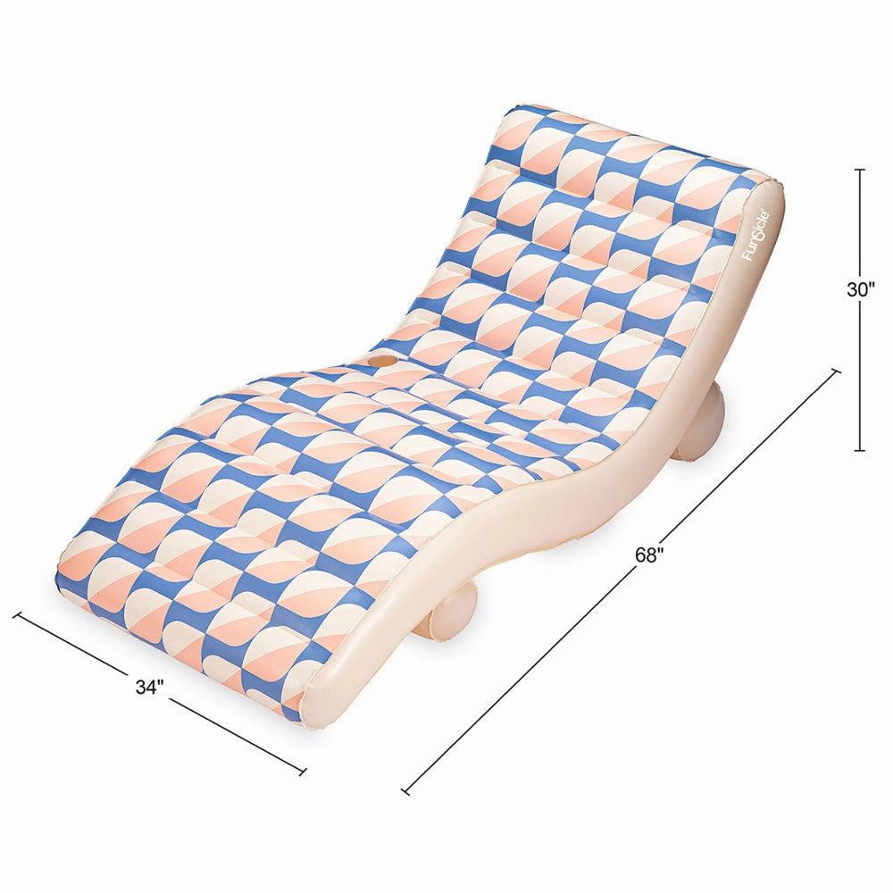 Funsicle Deco FunChaiser Lounge 68" - Blue & Cream Inflatable Pool Float
