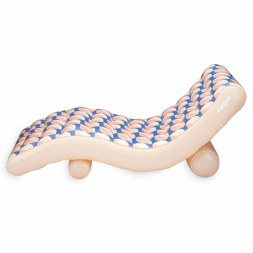 Funsicle Deco FunChaiser Lounge 68" - Blue & Cream Inflatable Pool Float