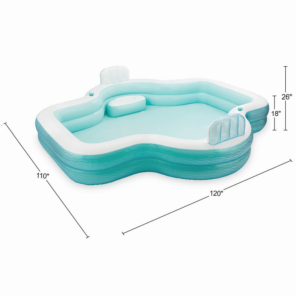 Funsicle Shimmer Party Pool - 10ft Inflatable Lounge, Teal & White