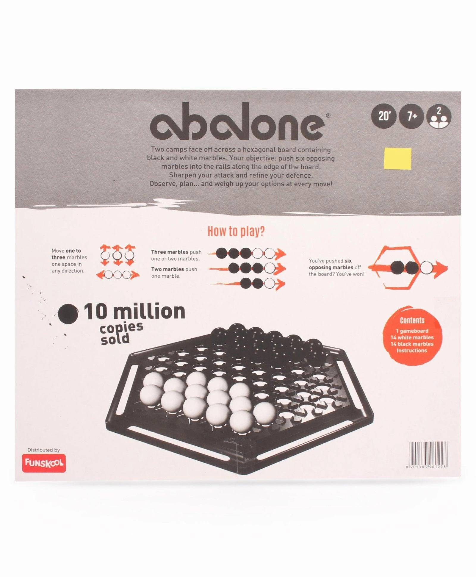 Funskool Abalone Strategical Hexagonal Board Game - Black And White