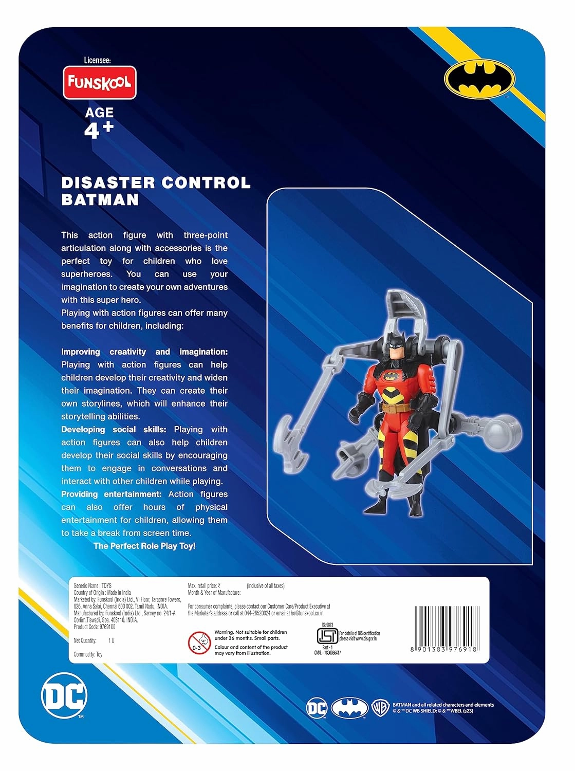 Funskool Disaster Control Batman Action Figurine for Ages 4  (Card & Design May Vary)