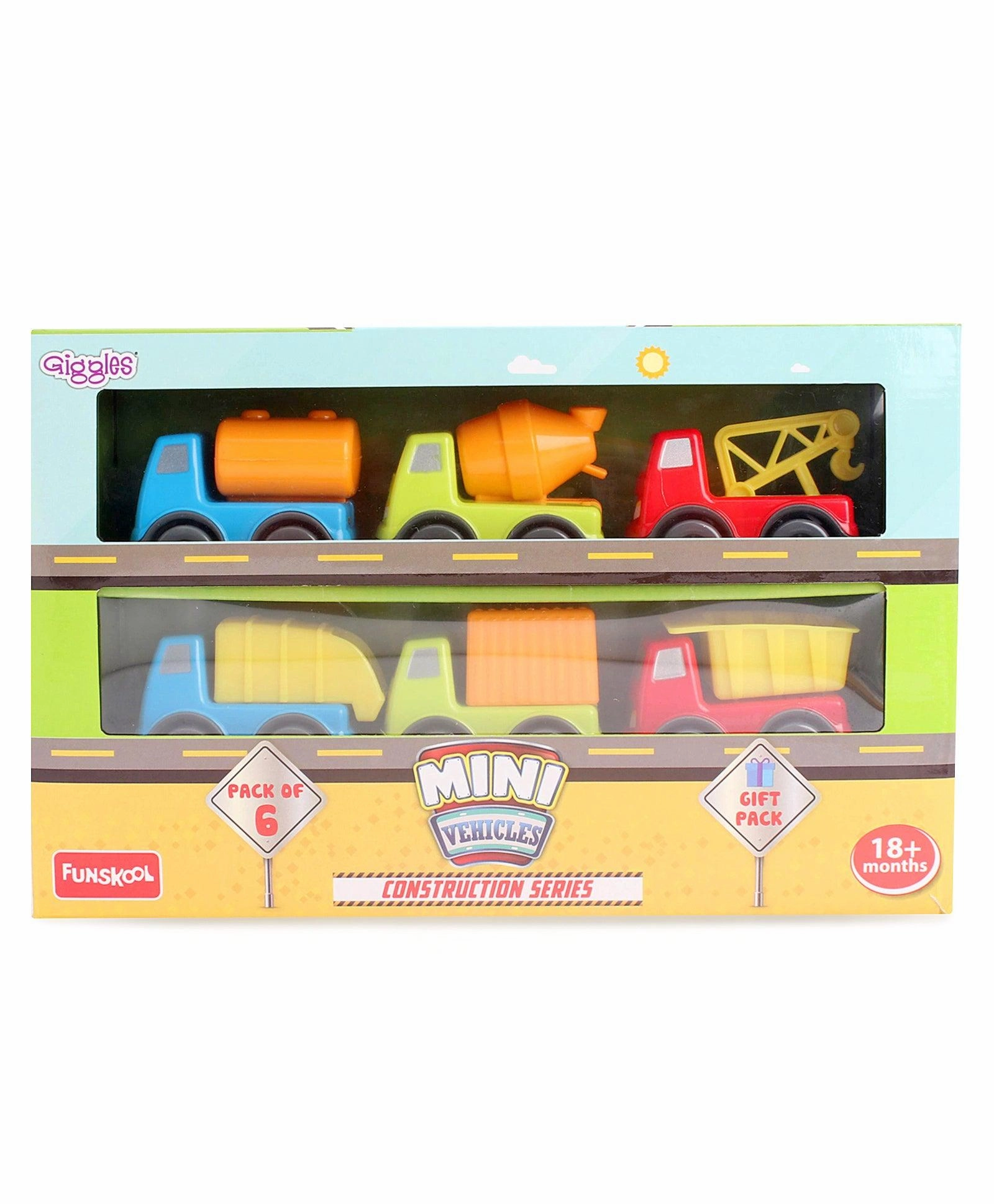 Funskool Giggles Mini Vehicle Construction Series Gift Pack of 6 for Ages 2 