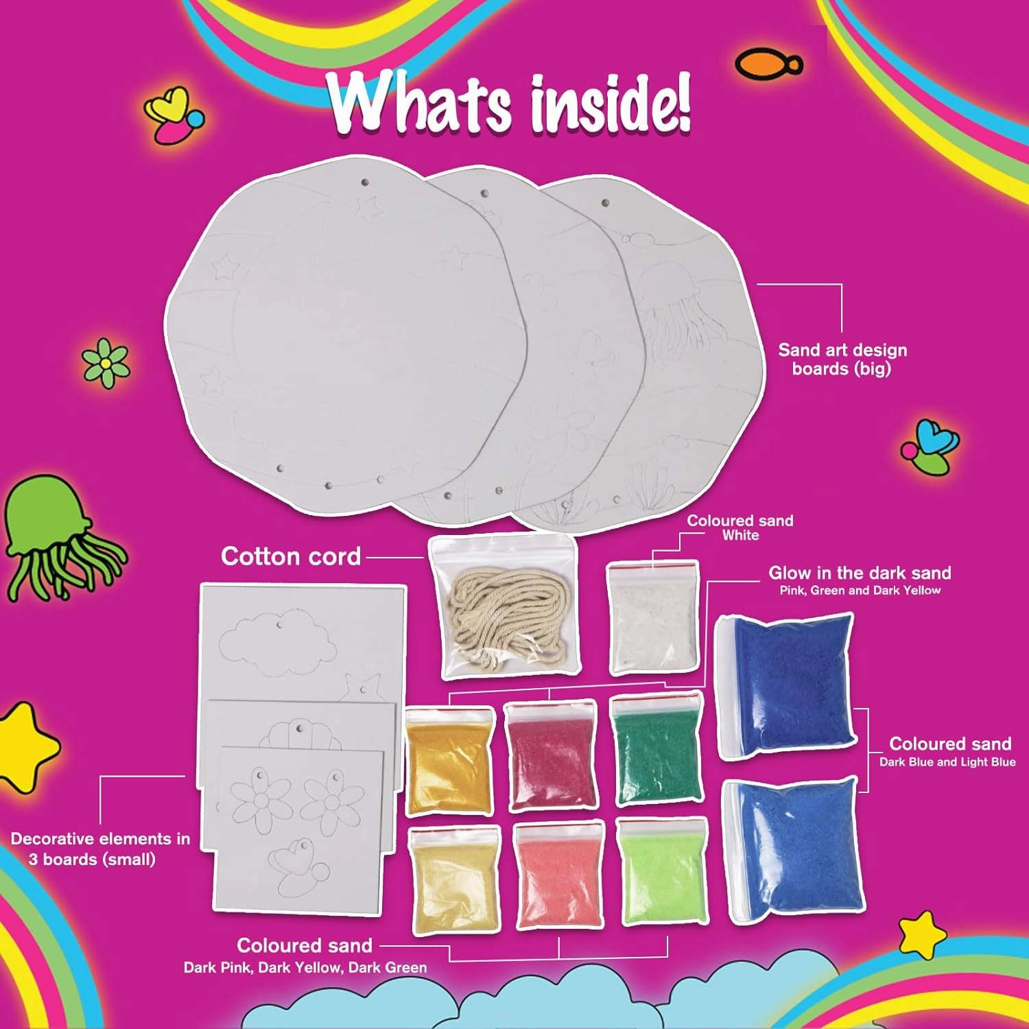 Funskool Handycrafts Twilight Treasures, Glow in The Dark Sand Art, Glow Sand Paintings, Arts and Craft Kit, DIY Kit for Kids, Ages 5 Years and Above