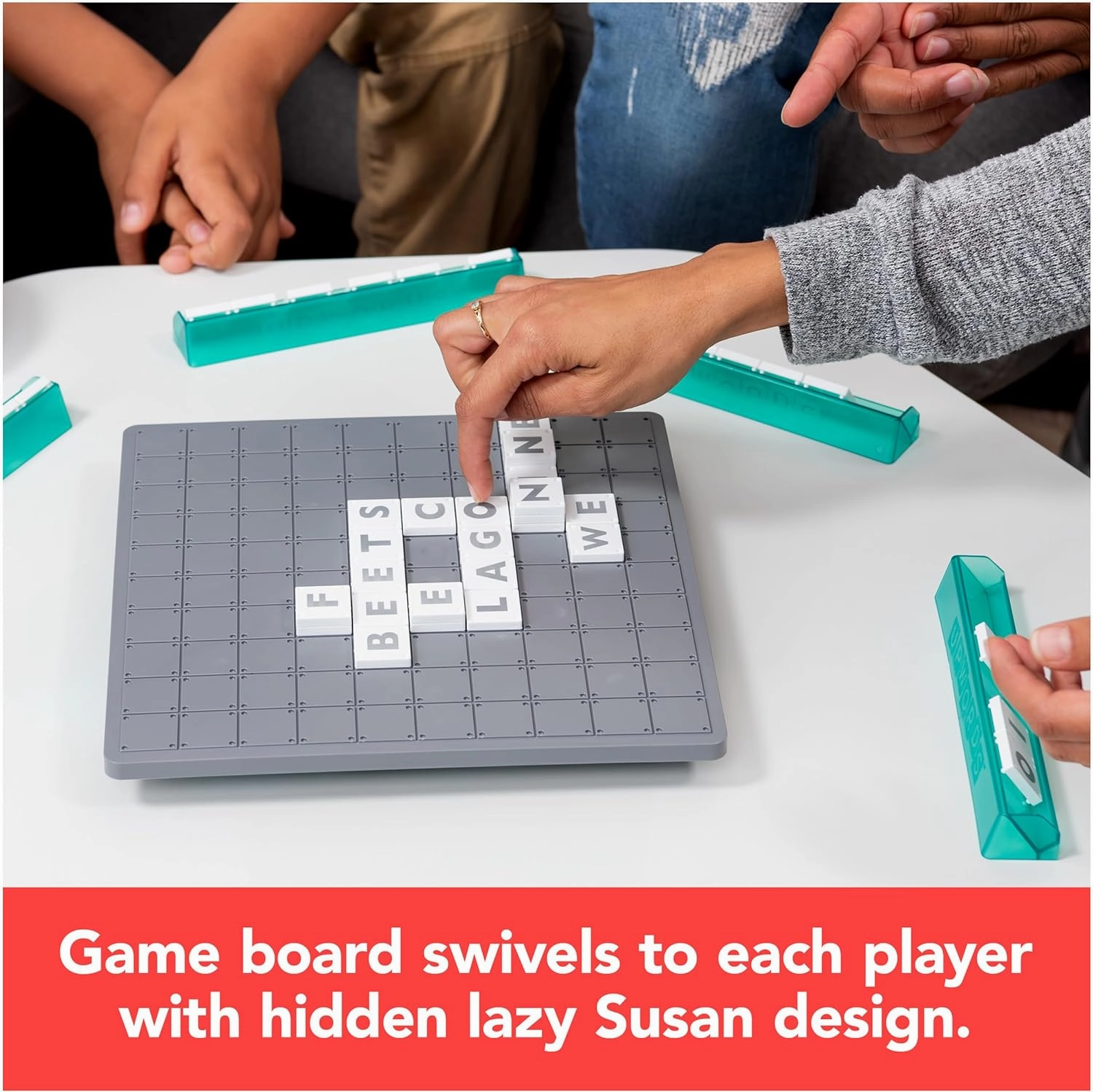 Funskool Upwords, Word Game with Stackable Letter Tiles & Rotating Game for Adults and Kids Ages 8 and Up