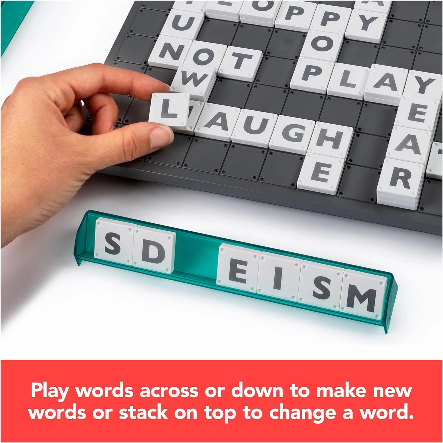 Funskool Upwords, Word Game with Stackable Letter Tiles & Rotating Game for Adults and Kids Ages 8 and Up