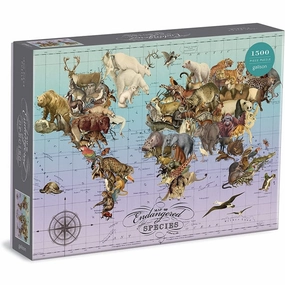 Galison 1500 Piece Puzzle Wendy Gold Map Of Endangered Species