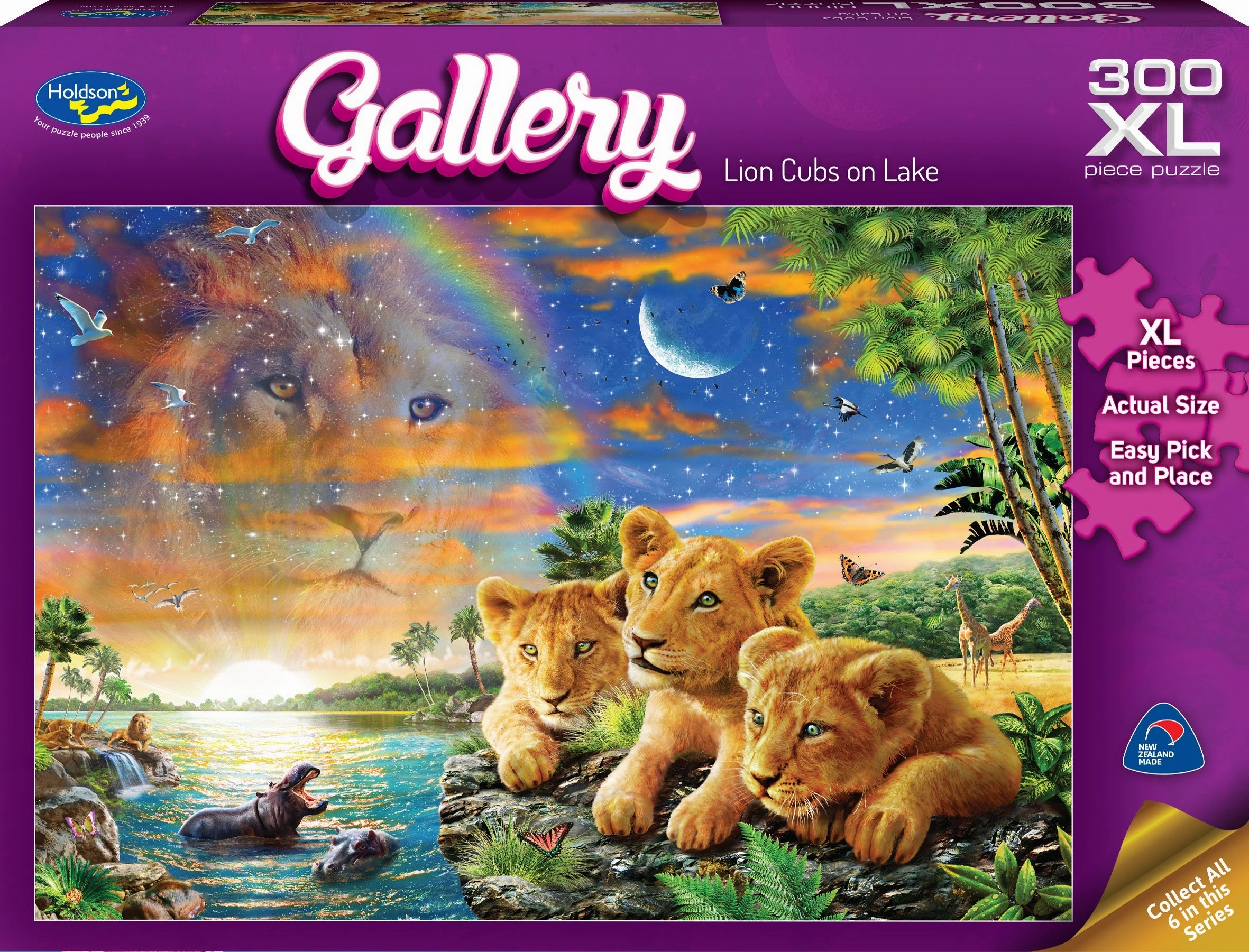 Gallery Series 6 300 Piece Xl Puzzle Lion Cubs On Lake