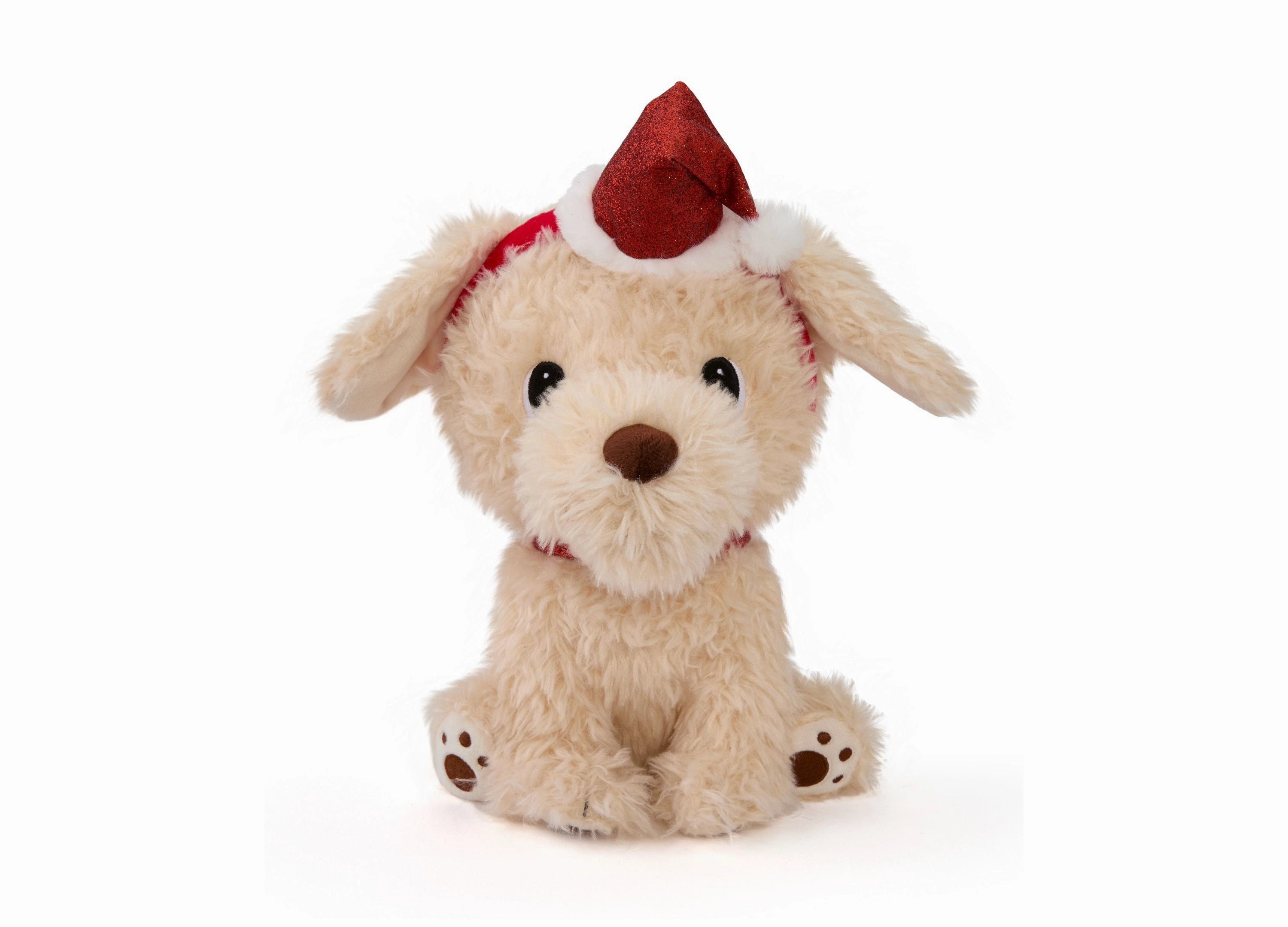 Geoffrey's Toy Box 10 inch Golden Retriever Plush with Festive Christmas Hat