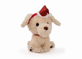 Geoffrey's Toy Box 10 inch Golden Retriever Plush with Festive Christmas Hat