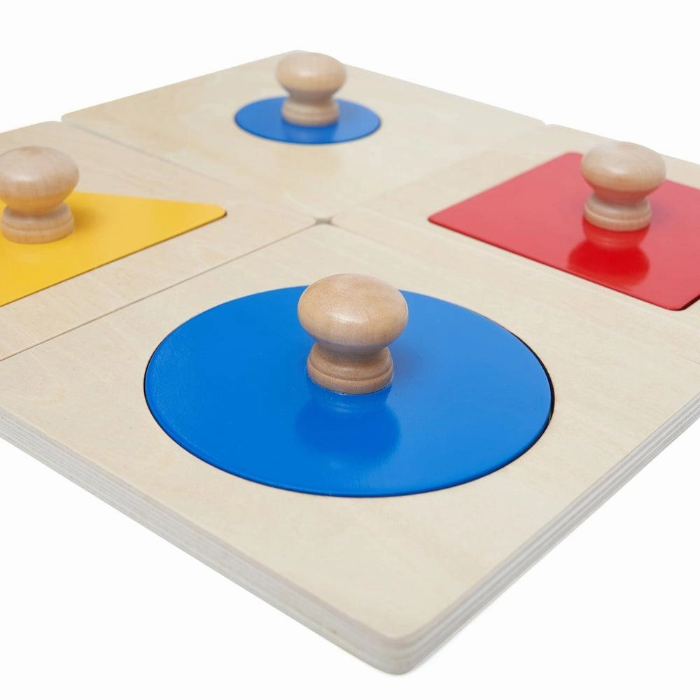 Geometric 4 Shape Puzzle and Play Toy for Toddlers - Wooden Montessori Toys