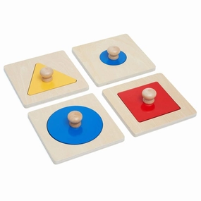 Geometric 4 Shape Puzzle and Play Toy for Toddlers - Wooden Montessori Toys
