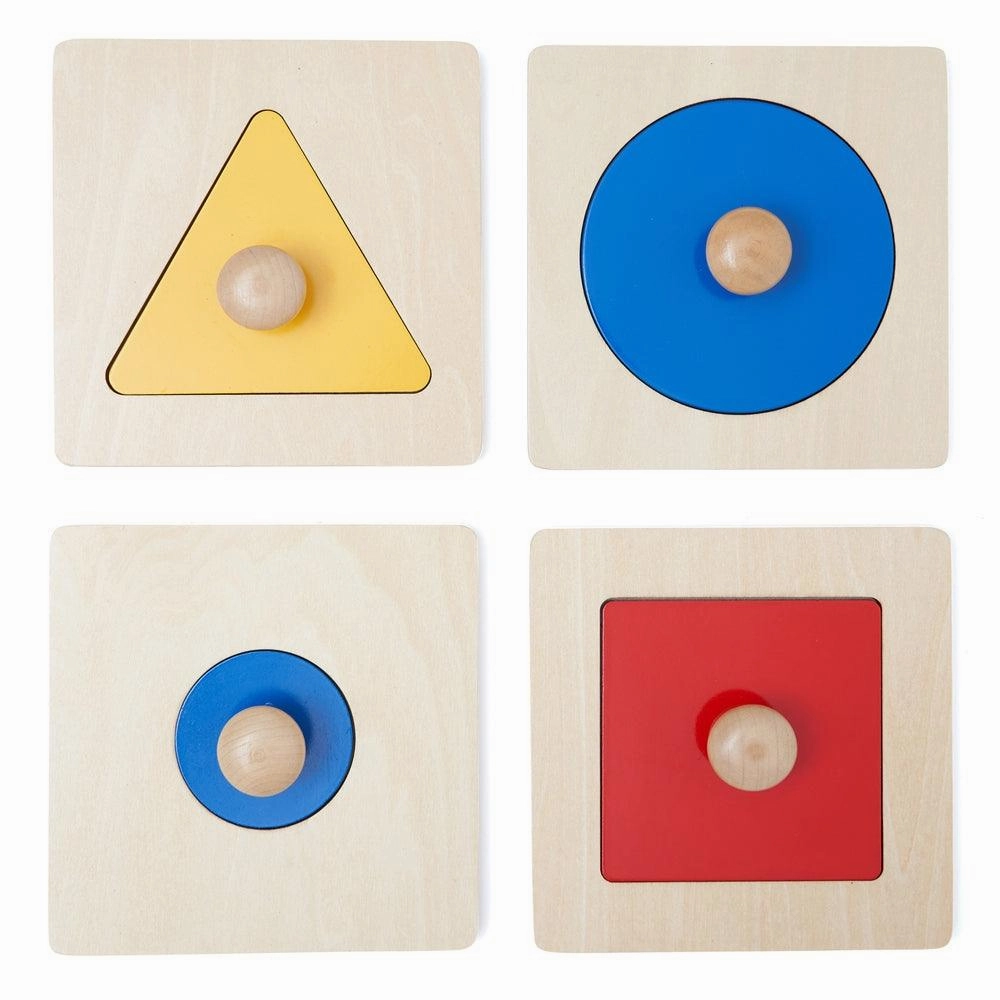 Geometric 4 Shape Puzzle and Play Toy for Toddlers - Wooden Montessori Toys