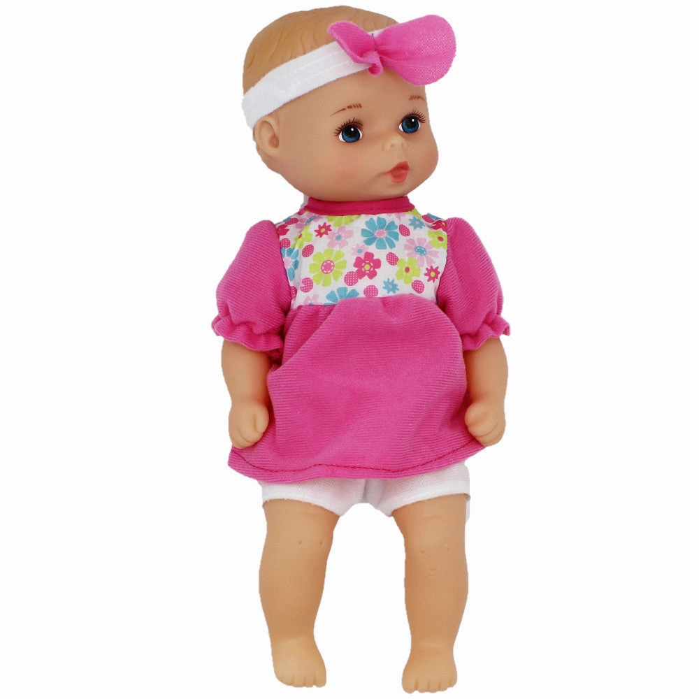 Goldberger 11" Baby's First Classic Softina Doll - Pink Floral Jumper