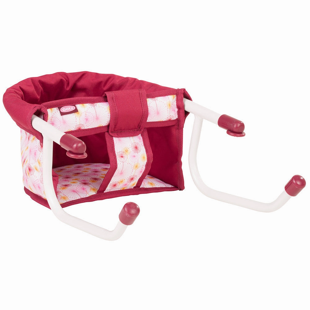 Gotz Portable Hook-On Baby Doll Table Seat, Pink Floral Design, Fits up to 19" Dolls