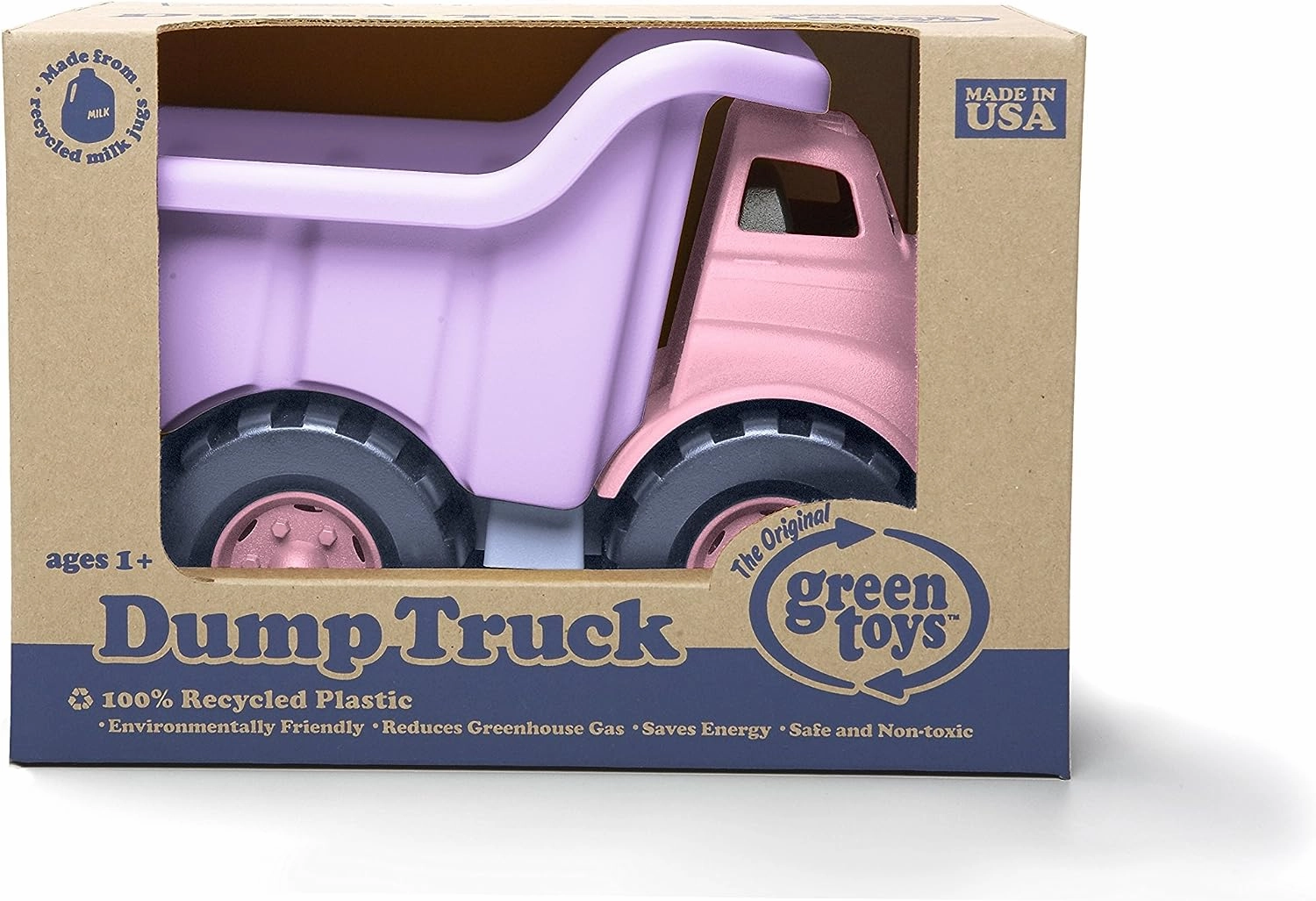 Green Toys Eco-Friendly Pink Dump Truck for Toddlers, Made from Recycled Plastic