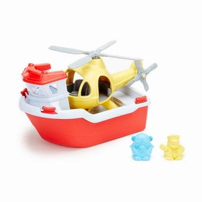 Green Toys Rescue Boat & Helicopter Playset - Eco-Friendly