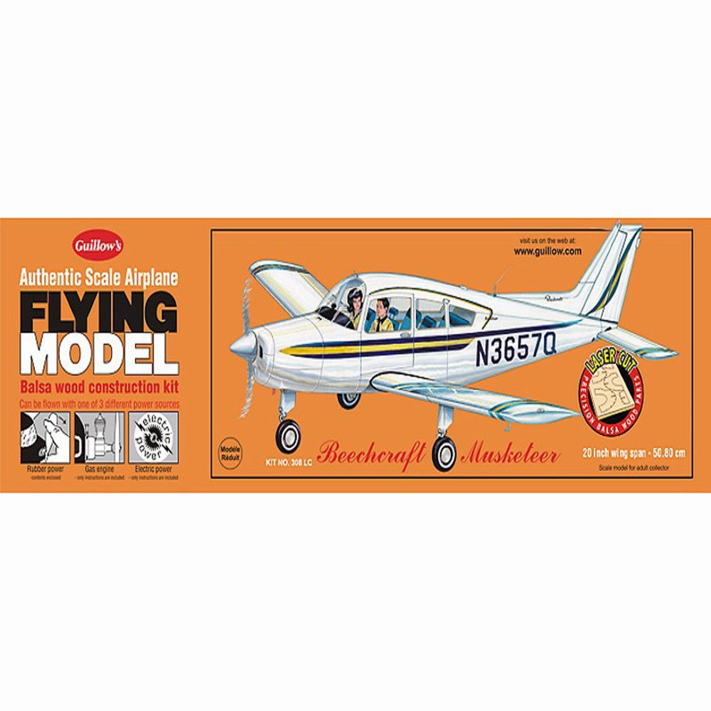 Guillow's Beechcraft Musketeer Series 300 Scale Model Airplane Kit