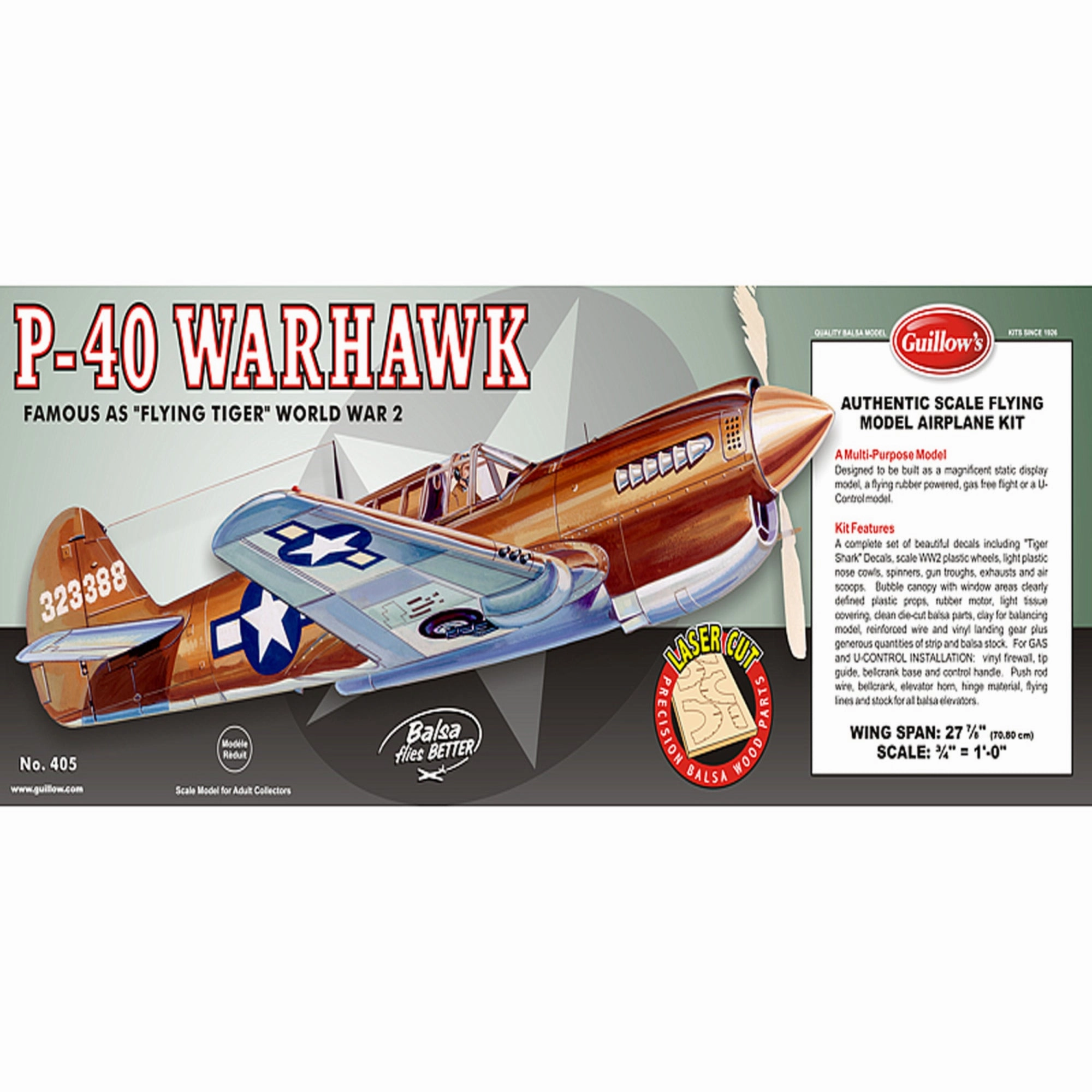 Guillow's P-40 Warhawk 1/16 Scale Laser Cut Model Kit