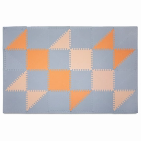 Hakuna Matte: Chic Baby Play Mat - Grey-Beige-Orange, 72x48", 48 Tiles