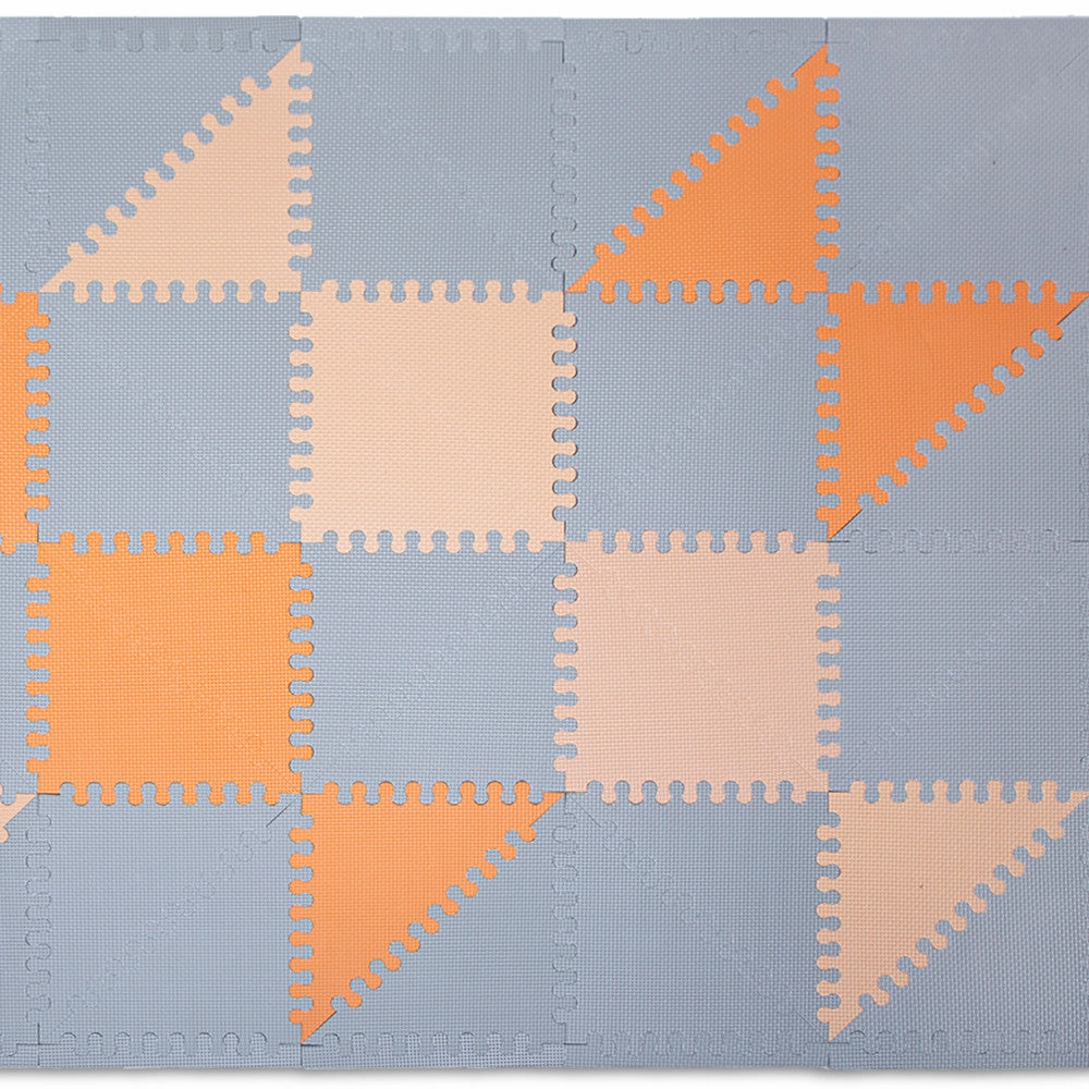 Hakuna Matte: Chic Baby Play Mat - Grey-Beige-Orange, 72x48", 48 Tiles