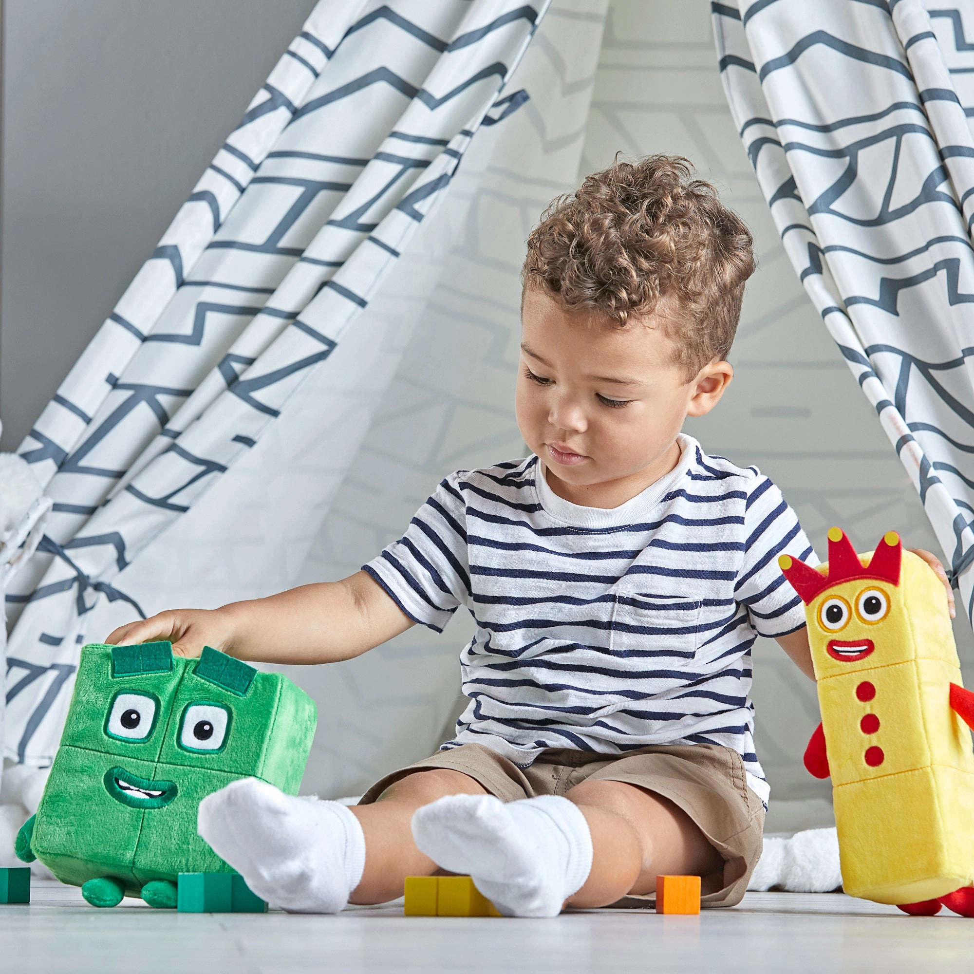 Hand2Mind Numberblocks 3 & 4 Playful Pals Plush - Yellow & Green