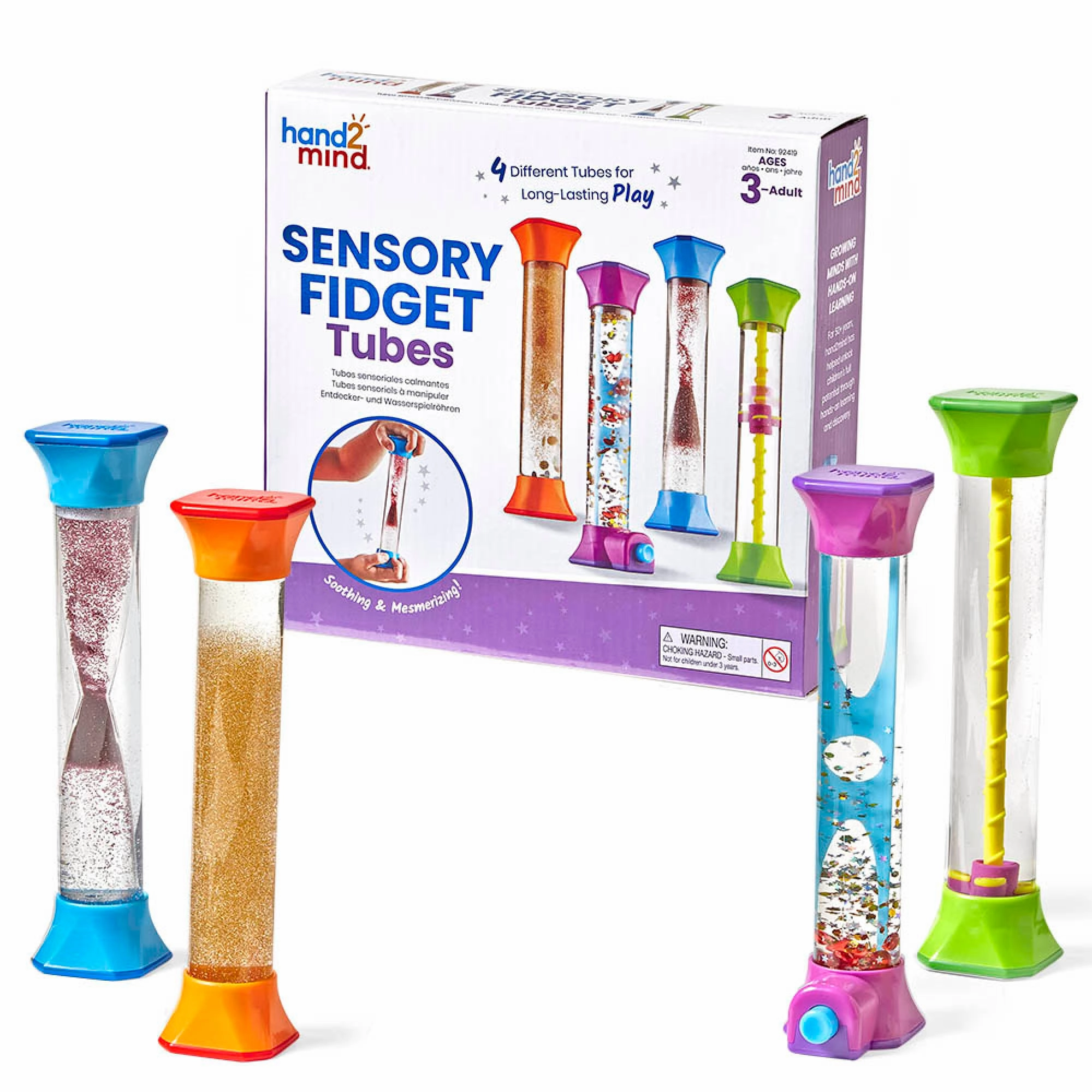 Hand2Mind Sensory Fidget Tubes - Calming and Engaging Set of 4
