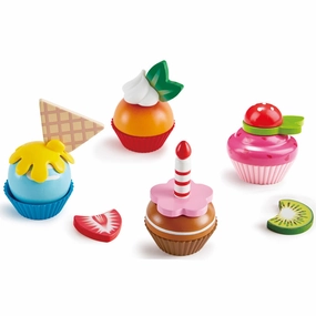 Hape 18-Piece Cupcake Set - Colorful Wooden Desserts Playset
