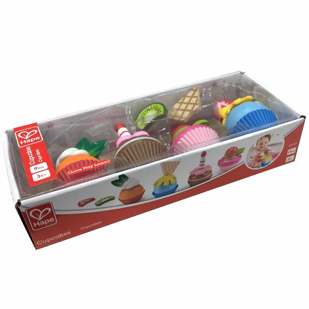 Hape 18-Piece Cupcake Set - Colorful Wooden Desserts Playset
