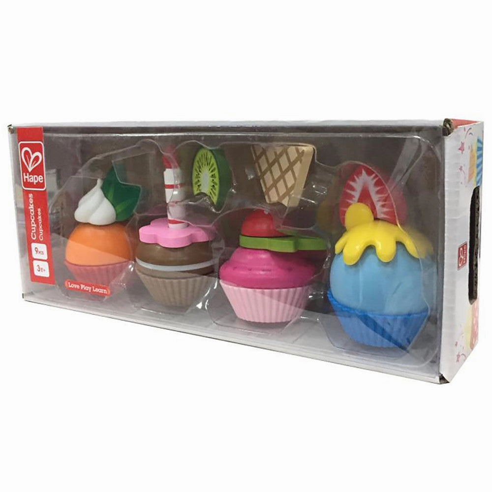 Hape 18-Piece Cupcake Set - Colorful Wooden Desserts Playset