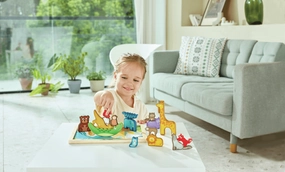 Hape Animal Kingdom Block Puzzle and Stacking Toy for Ages 3 and Up
