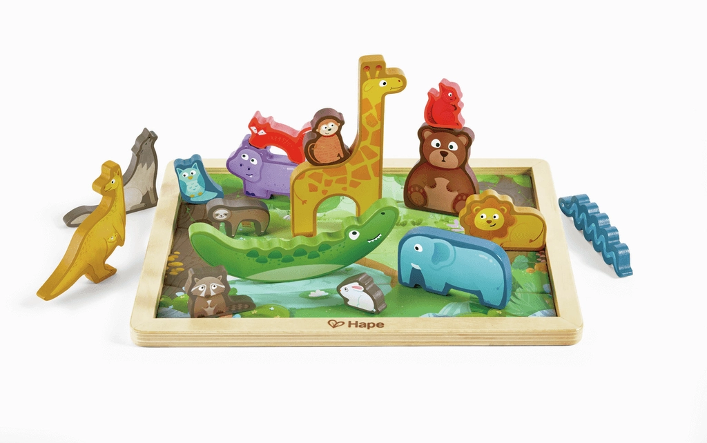 Hape Animal Kingdom Block Puzzle and Stacking Toy for Ages 3 and Up