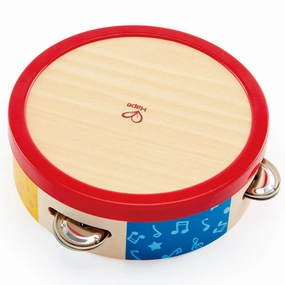Hape Colorful Tap-Along Tambourine - Wooden Hand Drum & Shaker Toy